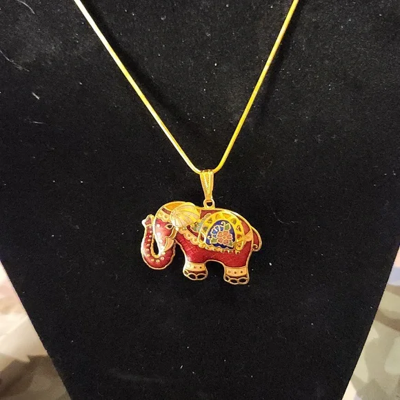 Vintage Cloisonne Elephant Pendant - Picture 5 of 5
